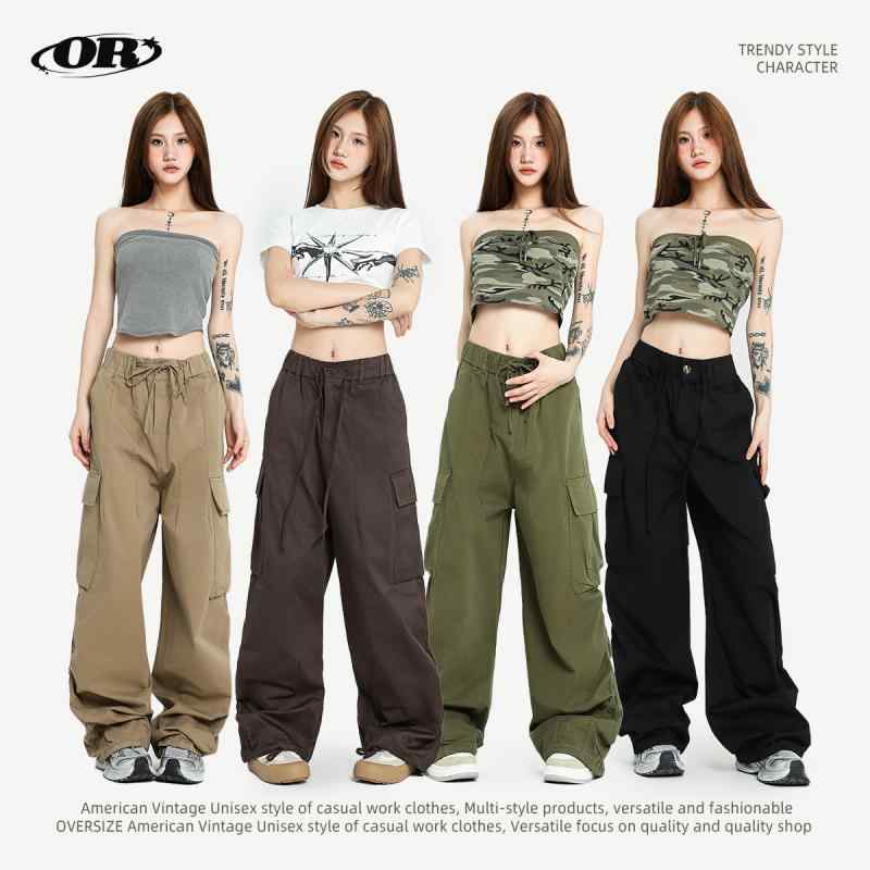 パンツ メンズ 男性用 ワークパンツ ヴィンテージ風 ストレート カーゴパンツ ゆったり オールシーズン ポケット付き 綿 黒 茶色 カーキ色 緑