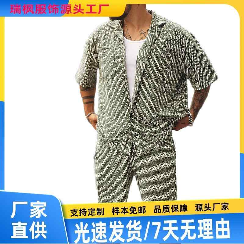 セットアップ メンズ 男性用 スポーツウェア 春夏 カジュアルシャツ ショートパンツ ポリエステル 普段使い 運動着 リラックスウェア スポーティ アフリカ ヨーロッパ 南米 東南アジア 北米 東北アジア 中東