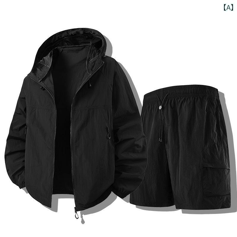 セットアップ メンズ レディース 薄手 接触冷感 UVカット 速乾 スポーツ Tシャツ ハーフパンツ 上下 撥水 パーカー S M L XL 2XL 3XL 4XL 春