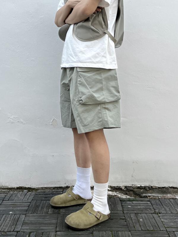 ハーフパンツ 男性用 アウトドア ワークパンツ 5分丈 撥水 速乾 軽量 接触冷感 ポリエステル 黒 ブラック グレー M L XL 2XL 3XL