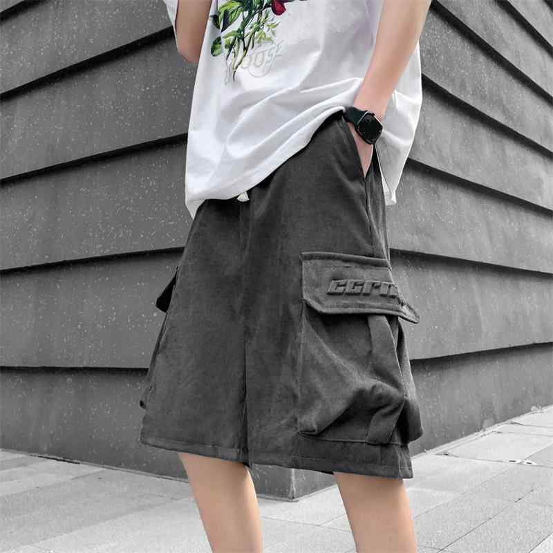 ハーフパンツ 男性用 カーゴパンツ ショートパンツ ゆったりめ 無地 ワークパンツ 作業着 短パン ドローストリング ポリエステル 薄手 グレー ホワイト ブラック ベージュ M L XL 2XL 3XL 春夏