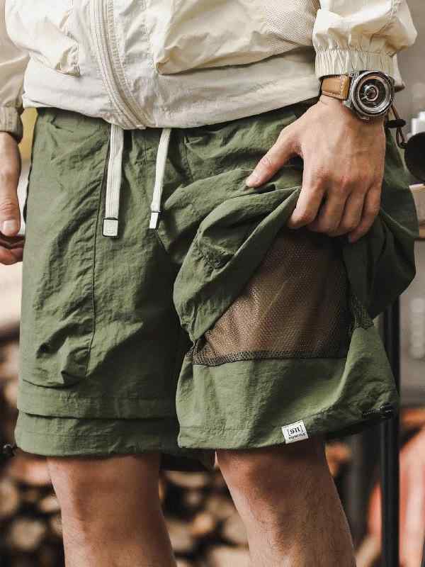 ハーフパンツ 男性用 ワークパンツ アウトドア 速乾 接触冷感 カーキ ブラック ポリエステル