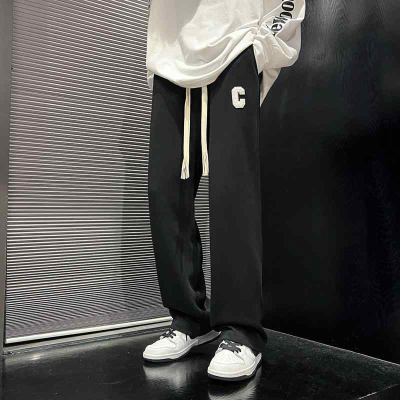 パンツ 男性用 裏起毛 ズボン ストレート 110cm 120cm ロング丈 190cm 高身長 向け ゆったり ポリエステル 春秋 冬 グレー ブラック 運動 部屋着 リラックス
