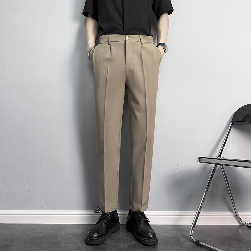 パンツ メンズ ビジネス カジュアルパンツ スラックス テーパード 抗シワ ストレッチ 無地 黒 ブラック系