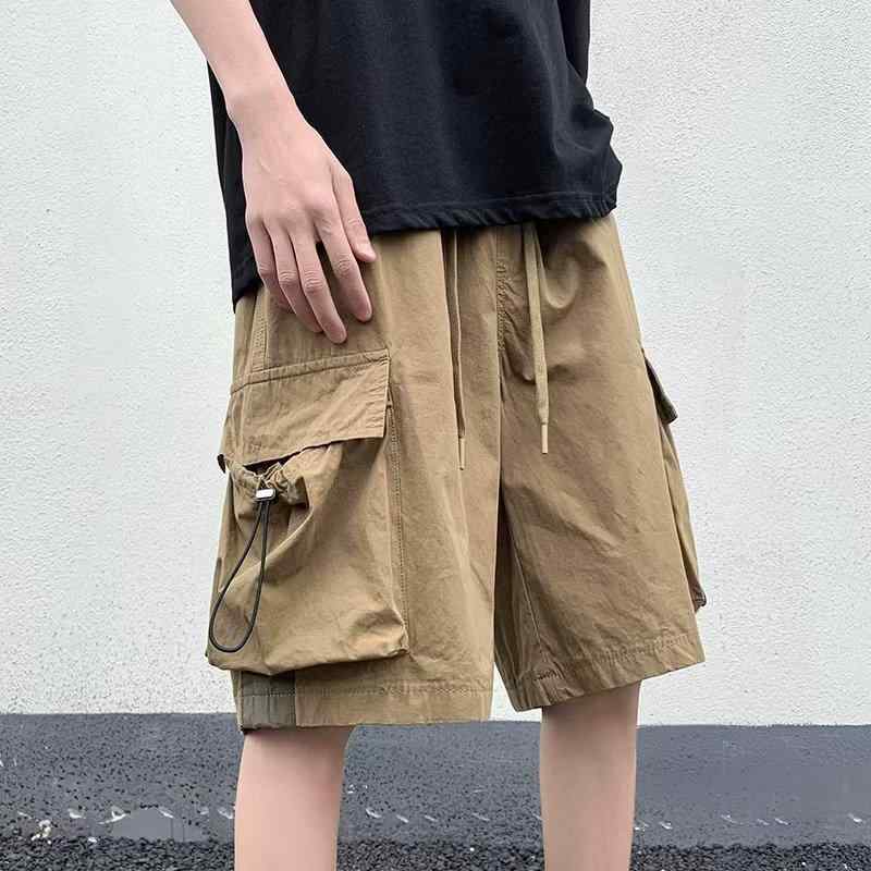ハーフパンツ 男性用 カーゴパンツ ワークパンツ ゆったり ポリエステル ブラック カーキ オリーブ グリーン 夏 アウトドア 普段使い