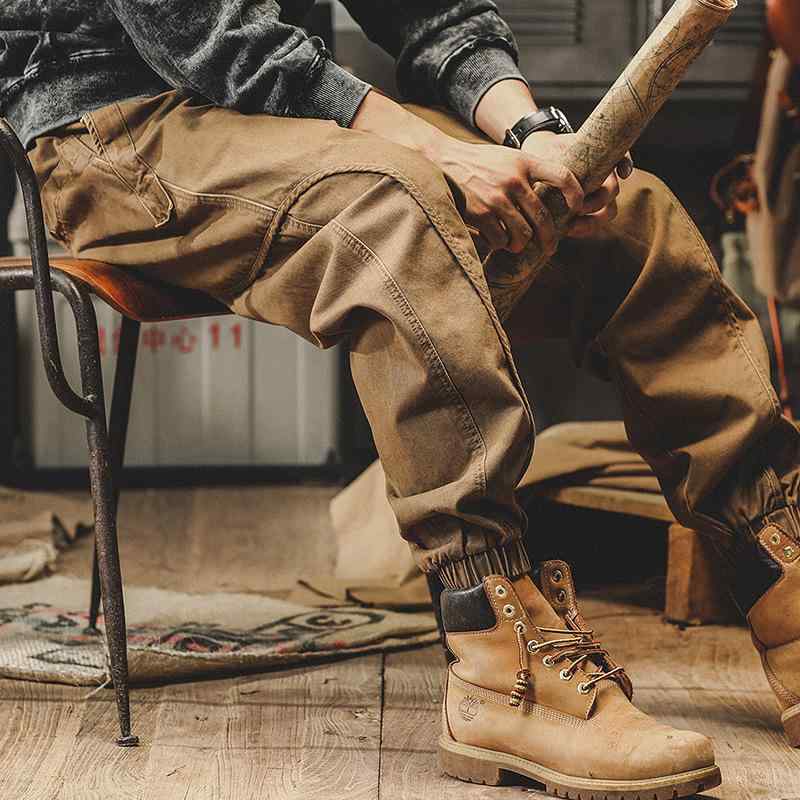 パンツ 男性用 ワークパンツ カーゴパンツ ワイドレッグパンツ 裾絞りパンツ コットン ゆったり 秋冬 ミリタリー 普段使い