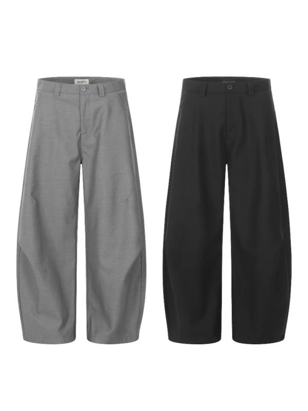 ワークパンツ 男性用 レトロ 弯刀パンツ 立体裁断 ゆったり ストレート 普段使い 黒 グレー ポリエステル 耐摩耗