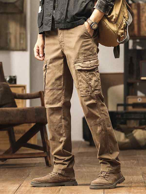 パンツ 男性用 カーゴパンツ コットン ミリタリーパンツ ストレート 厚手 春秋 カジュアル 普段使い 作業着 ズボン