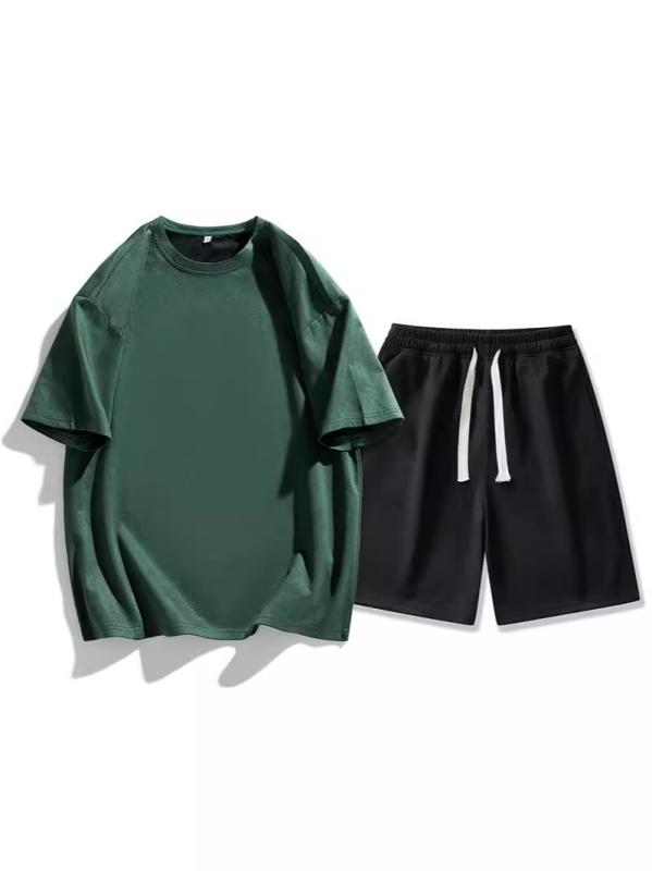 メンズ ウェア 上下セット 男性用 Tシャツ ショートパンツ スエード調 接触冷感 部屋着 ルームウェア 普段使い アウトドア ゆったり 伸縮性 スポーツ トレーニング ウォーキング ランニング ジョギング ブラック 黒 グレー ピンク系 グリーン 緑