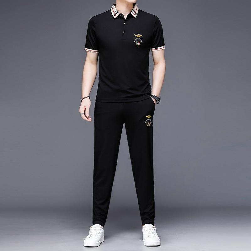 Tシャツ 男性用 薄手 接触冷感 半袖 & 長ズボン 2点セット 部屋着 普段使い リラックスウェア