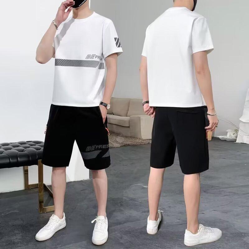 Tシャツ 男性用 半袖 短パン 上下セット スポーツ ウェア 接触冷感 ポリエステル 部屋着 ルームウェア アウトドア ブラック グレー ホワイト