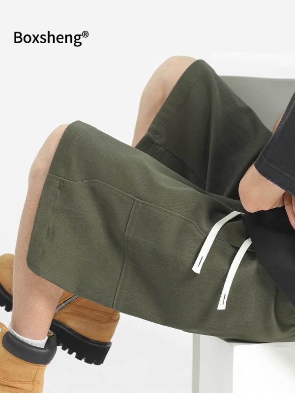 ハーフパンツ 男性用 コットン バスケットボール スポーツパンツ ゆったり 5分丈 ミリタリー カーゴパンツ 普段使い アウトドア ブラック カーキ
