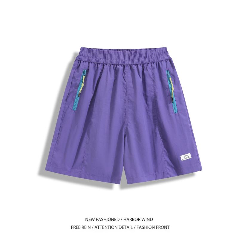 ハーフパンツ 男性用 薄手 接触冷感 速乾 バスケットボール スポーツ ショートパンツ 灰色 黄緑色 紫色 直筒 サマーパンツ