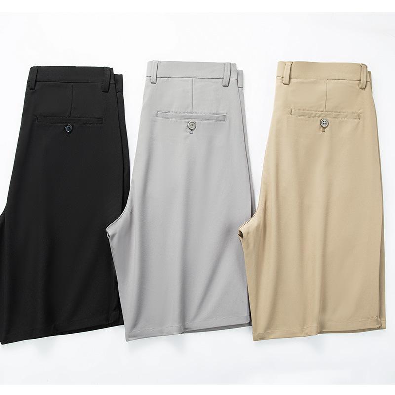 ハーフパンツ 男性用 ビジネス カジュアルパンツ 接触冷感 吸湿速乾 5分丈 ズボン ポリエステル ブラック グレー カーキ