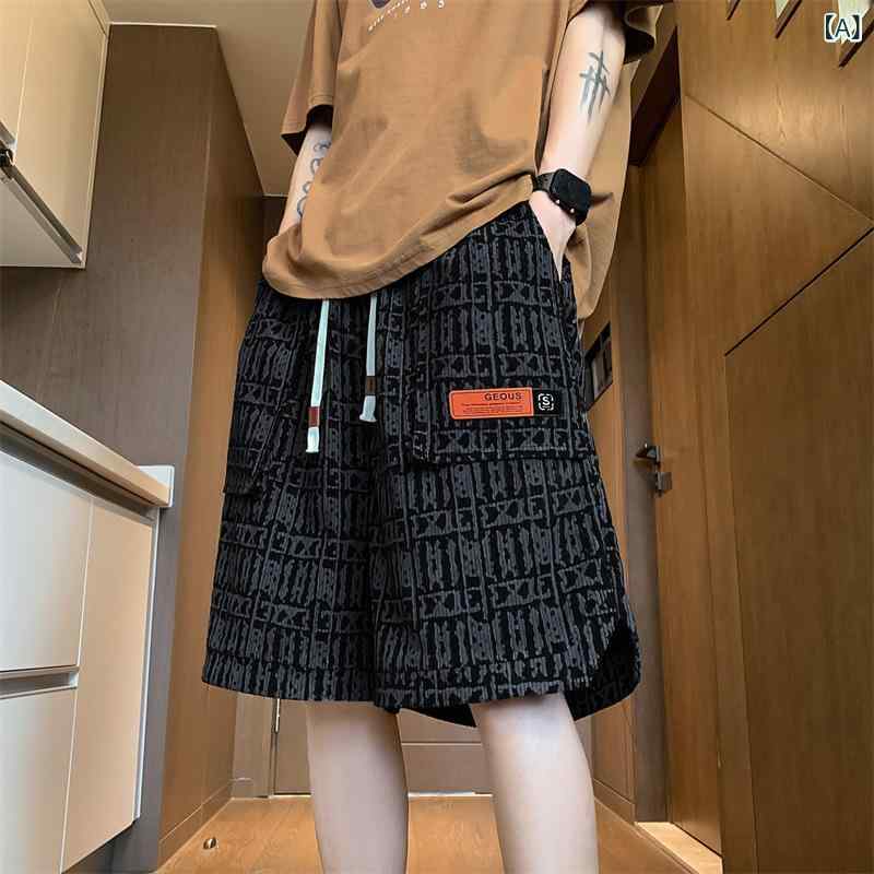 パンツ 男性用 カーゴパンツ ショートパンツ スポーツ バスケットボール ゆったり 5分丈パンツ 黒 杏色 アーミーグリーン