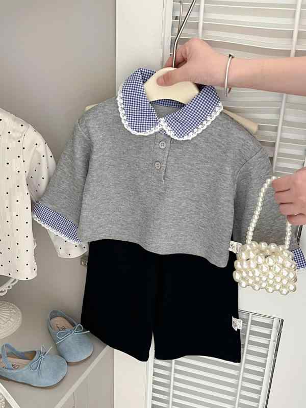 キッズ 女の子 セットアップ 春秋 チェック柄 トップス レース パンツ 上下セット 長袖 かわいい おしゃれ 幼児 普段着