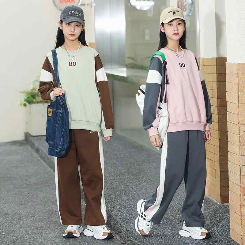 キッズ スウェット セットアップ 女の子 春秋 子供服 上下セット スポーツウェア 普段着 ルームウェア 綿 かわいい ゆったり 140 150 160 170 180 ピンク 淡緑|イーマイショップ
