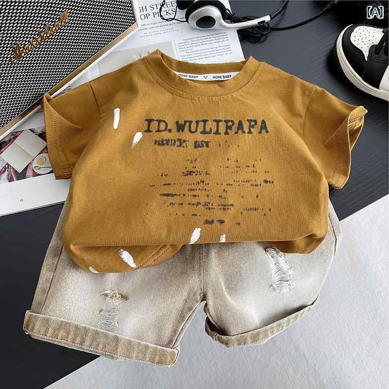 キッズ 男の子 Tシャツ ショートパンツ セットアップ 夏 薄手 ベビー 幼児 子供 普段着 韓国風 かわいい おしゃれ コットン