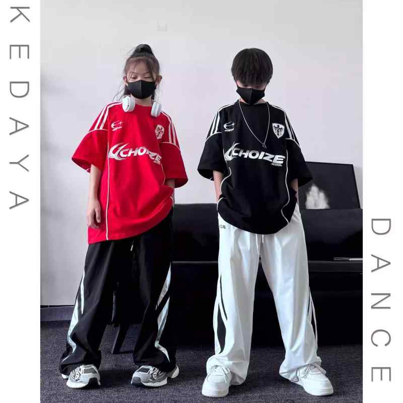 子供服 Tシャツ パンツ セットアップ 男女兼用 ストリートダンス 衣装 ヒップホップ 練習着 夏 綿 ズボン トップス 上下セット