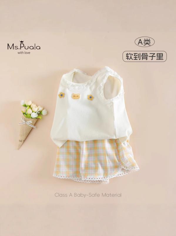 ベビー服 女の子 上下セット ノースリーブ トップス ショートパンツ 2点セット 夏 薄手 幼児 かわいい 綿100% 快適 涼しい 73cm 80cm 90cm 100cm 110cm