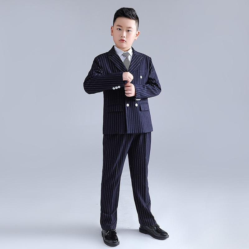 赤ちゃん用フォーマル背広 お坊っちゃん 縞模様柄 背広 5点仕掛ける (上衣、ズボン下、プルオーバー、より良い、タイ) 洋琴 告げ知らせる会 御芽出度 かき鳴らす会 はいり込む式 卒式 長袖 長ズボン 130糎 140糎 150糎 160糎 170糎 180糎