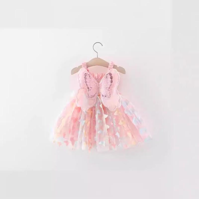ワンピース キッズ 女の子 吊りスカート チュールスカート バタフライ 春夏 かわいい 接触冷感 プリンセススタイル