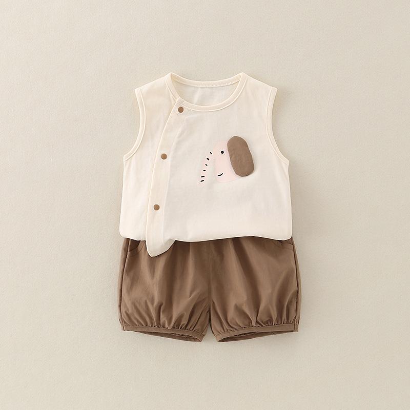 ベビー服 上下セット 夏 ノースリーブ 短パン かわいい 薄手 コットン 外出着