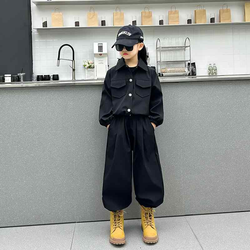 キッズ ガールズ ダンス 衣装 長袖 パンツ セットアップ 子供服 ジャズ ヒップホップ ストリート ファッション スポーツ ウェア 普段使い レッスン着 練習着 120cm 130cm 140cm 150cm 160cm 170cm