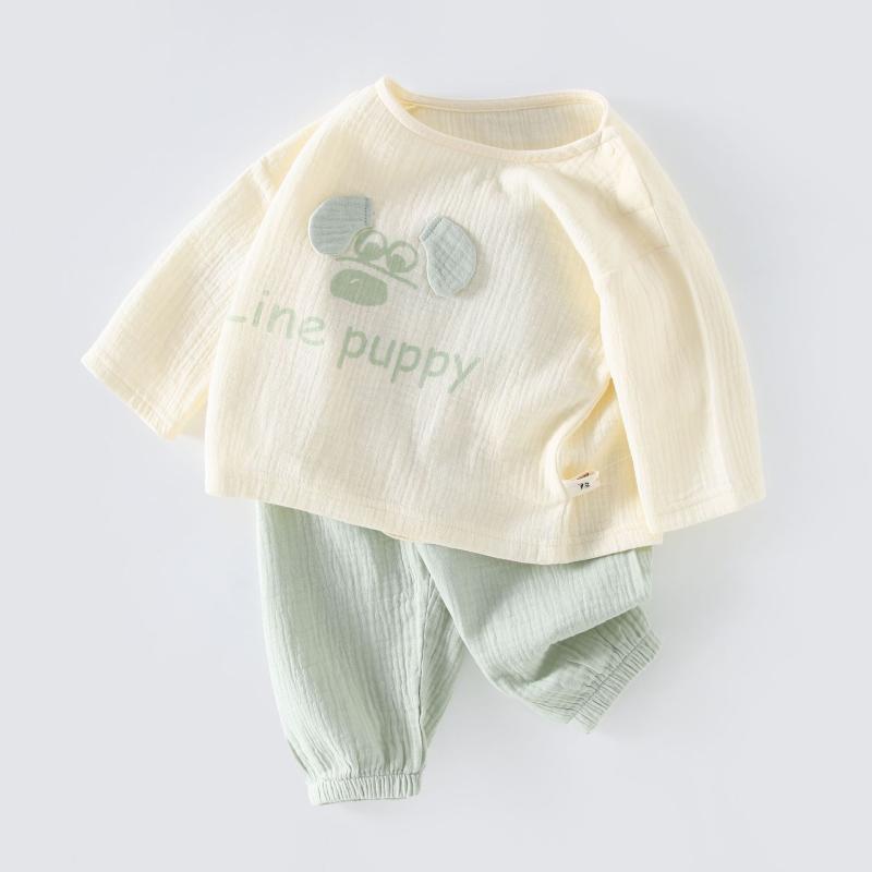 ベビー服 上下セット 男児 女児 春秋 薄手 長袖 Tシャツ パンツ 綿100% かわいい アニマル柄 幼児 普段着 部屋着 70 80 90 100