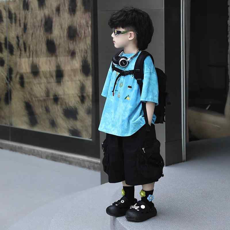 キッズ 子供服 上下セット フルーツ柄 染め 半袖 トップス ハーフパンツ 2点 セットアップ 薄手 コットン 部屋着