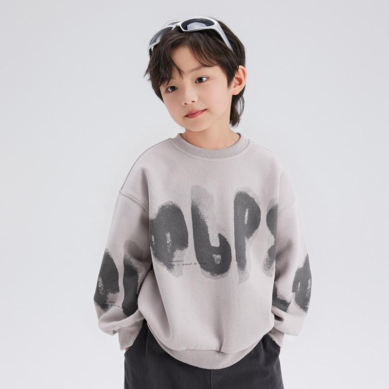 キッズ 子供服 トレーナー 春秋 長袖 コットン混紡 ラウンドネック プルオーバー プリント ロゴ 普段着 部屋着 かわいい グレー 灰 グリーン 緑 110 120 130 150 160
