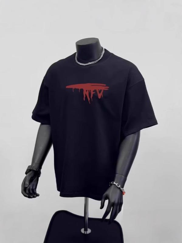 Tシャツ メンズ 半袖 ストリート系 アルファベット プリント コットン トップス カットソー 240g ヘビーウェイト 接触冷感 吸湿性 通気性