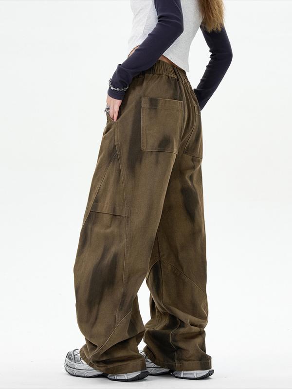カーゴパンツ メンズ レディース ワイド レッグ ストレート ドロップクロッチ ワークパンツ カジュアル ゆったり ルーズ フィット オールシーズン 普段使い