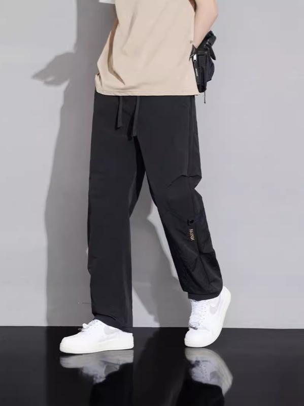 パンツ 男性用 カーゴパンツ 薄手 速乾性 ワークパンツ ストレート ポリエステル 無地 カジュアル 黒 ブラック カーキ色 多ポケット