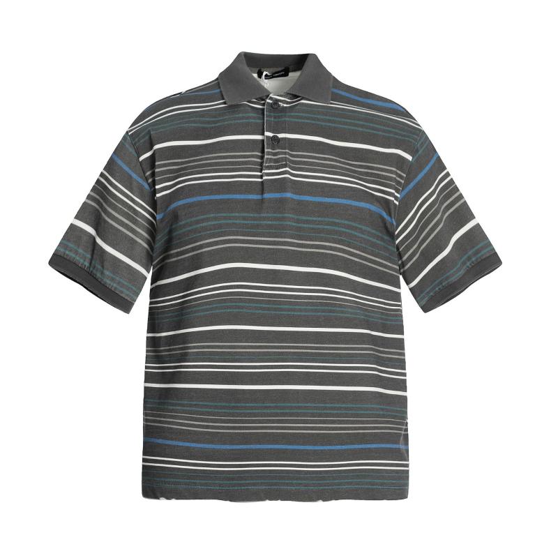 Tシャツ メンズ 男性用 ストリート系 ボーダー柄 襟付き 半袖 コットン トップス ルーズフィット 普段使い カジュアル 部屋着
