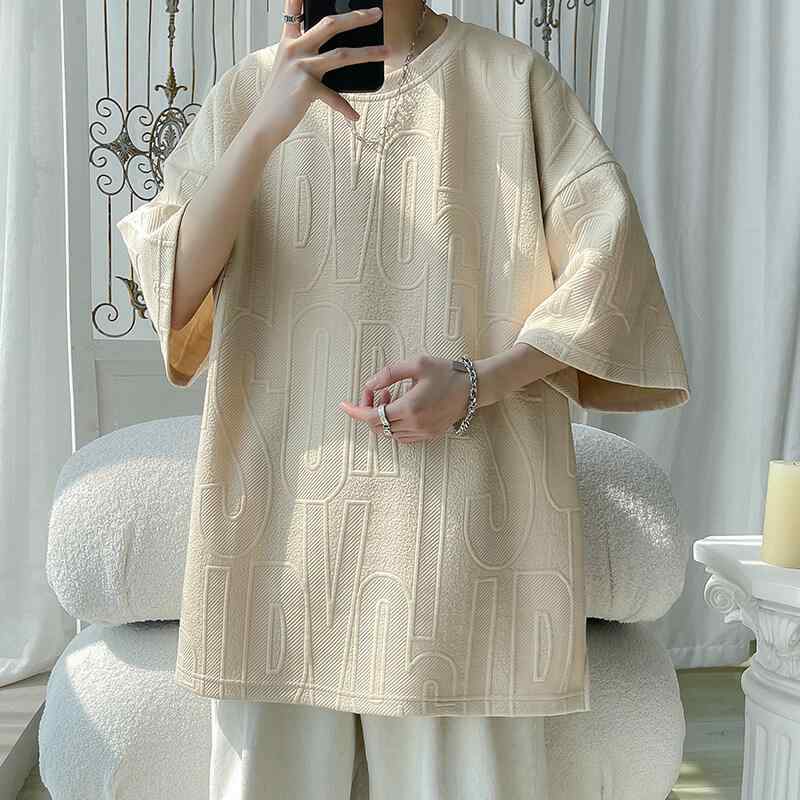 Tシャツ 男性用 半袖 アメカジ ストリート系 ゆったり ロゴT クルーネック カットソー 春夏 ホワイト ブラック カーキ コットン