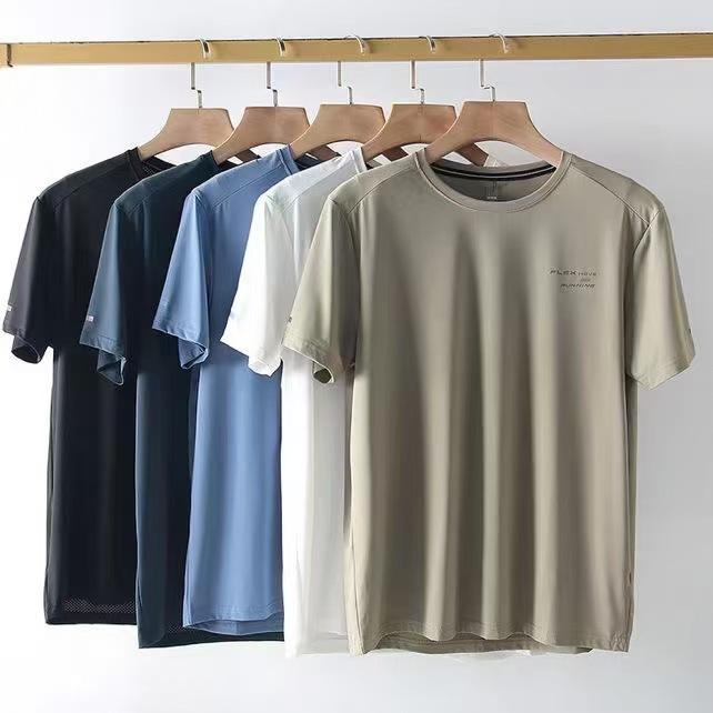 Tシャツ 男性用 高級感 接触冷感 吸湿速乾 薄手 半袖 トップス 普段使い 部屋着 ブラック ホワイト系 グレー ブルー 伸縮性
