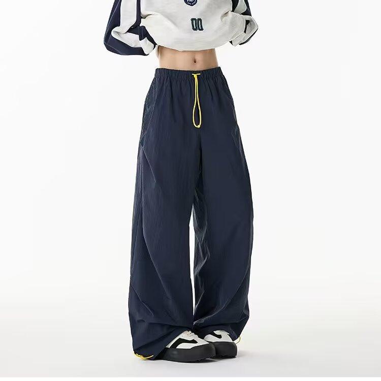 パンツ 男性用 接触冷感 速乾 バギーパンツ ワイドレッグパンツ ストレート ズボン 普段使い 部屋着 アウトドア 伸縮性 ネイビー系 カーキ