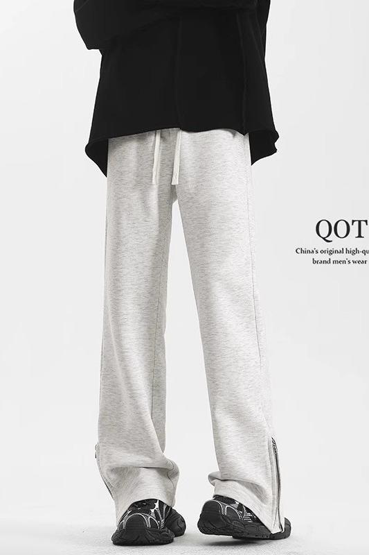 パンツ 男性用 リラックス スウェットパンツ グレー 高 Street スタイル 微フレア ストレート スポーツ ロングパンツ 薄手 ウサギ毛混紡 普段使い 高弾性