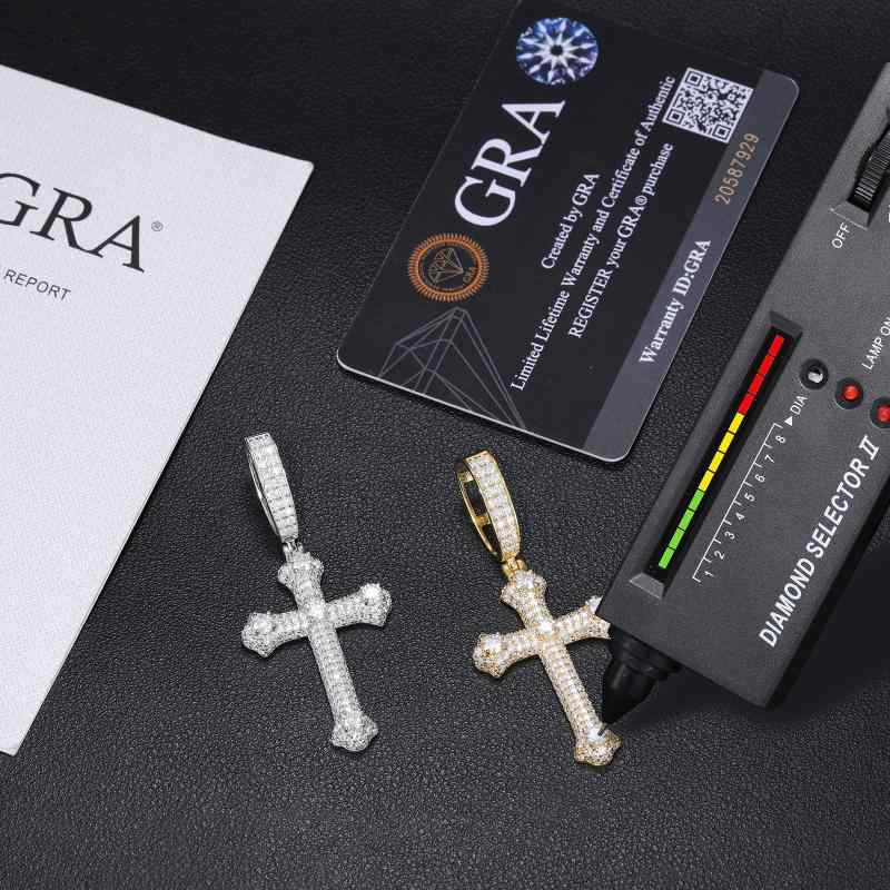 ネックレス メンズ S925 シルバー モアサナイト ヒップホップ クロス ペンダント アクセサリー 男性用 麻の葉チェーン 電気メッキ加工 個性 トレンド 白金色|イーマイショップ