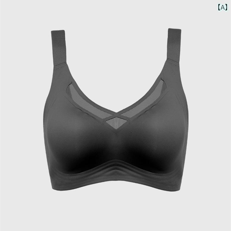 レディース 無痕ブラジャー 軽薄 大胸対応 スポーツ ビッグサイズ 女性用 文胸 ワイヤレス 3/4カップ 薄型カップ 固定肩ストラップ 後ろ4列フック ブラック ピンク グレー ベージュ ナイロン スパンデックス 軽量 伸縮性 快適 サイドサポート バ