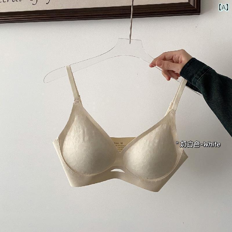 インナー ブラ 女性用 ノンワイヤー 薄型 小胸用 ギャザー コントラスト 切り替え スポーツ 背心式 ブラジャー サイドサポート 無痕 透気 上托 快適 収副乳 3/4カップ 薄カップ 固定ストラップ ナイロン アウトドア 軽量 伸縮性 ミルクホワイト