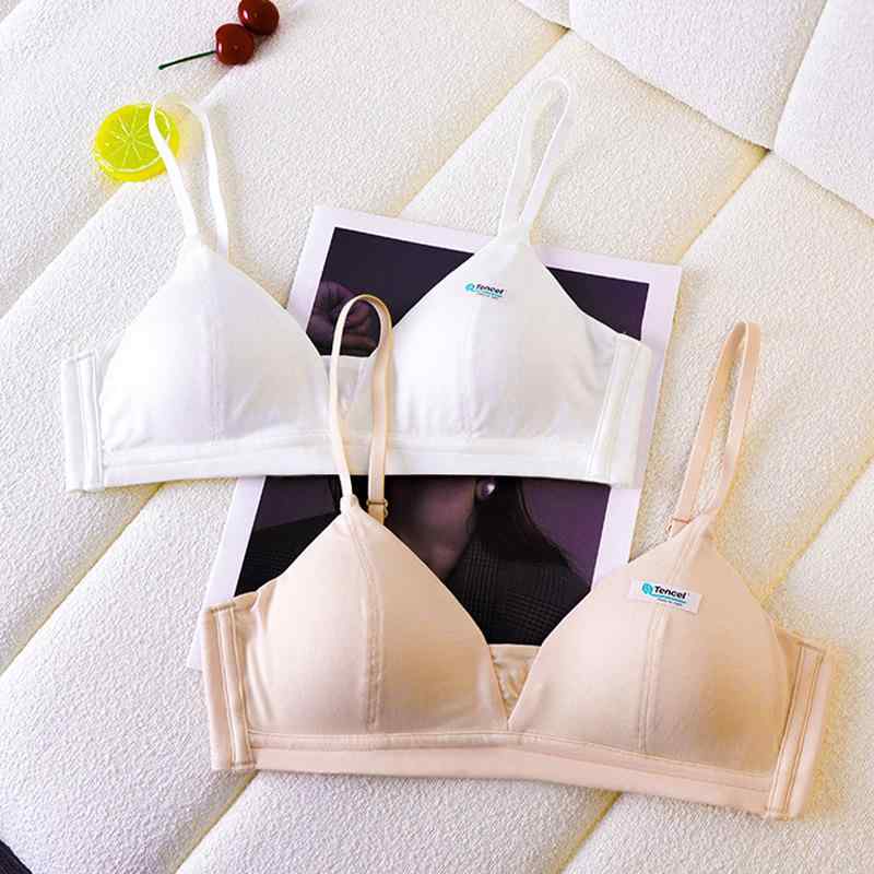 ブラジャー & ショーツ レディース 薄型 モーダル ワイヤーなし 三角カップ 無地 シンプル リラックス 快適 通気性