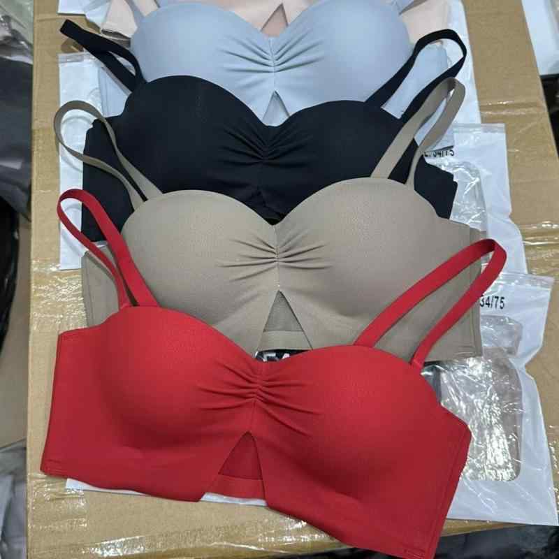 ブラジャー レディース 女性用 1/2カップ シャンパン色 ブルー ピンク ブラック レッド ブラウン 盛りブラ 谷間メイク 美背 快適 ストラップレス チューブトップ