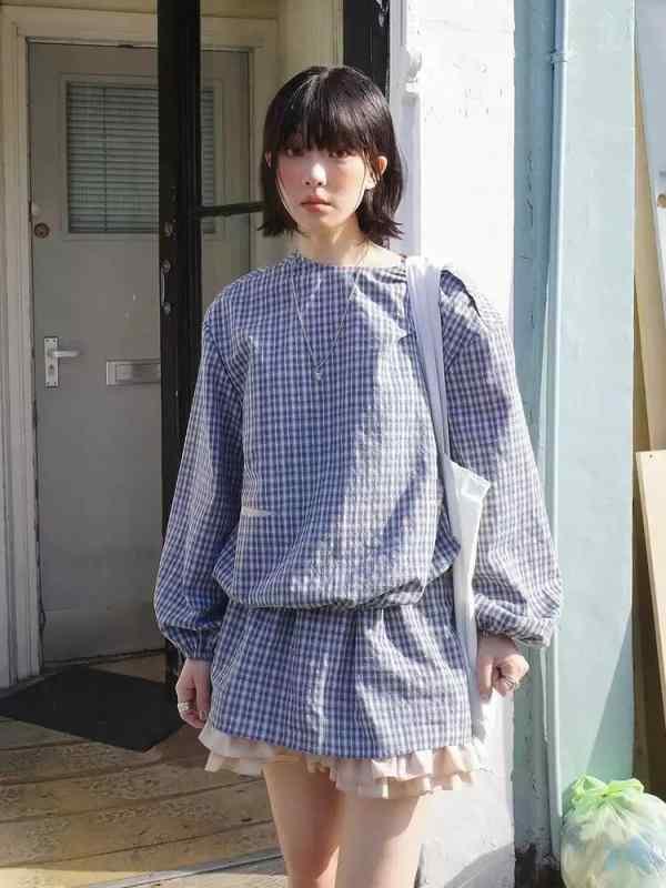レディース スカート セット 泡泡袖 シャツ 荷叶? 短スカート 格子柄 綿 素材 95%以上 接触冷感 軽量 伸縮性 吸湿速乾 ブルー カラーリング 日韓スタイル カジュアル 普段使い 通勤対応 春夏 シーズン ビッグシルエット ハイウエスト 韓国風 6,873円