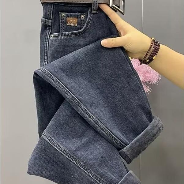 レディース 直筒 デニムパンツ 冬 コットン ポリエステル 高腰 ワイドレッグ ストレッチ 九分丈 ルーズフィット スリム効果 ミディアムウエスト ボタン ウォッシュ加工 ダークブルー ブルーグレー 裏地付き 暖か素材 ゆったりシルエット 普段使い 秋冬