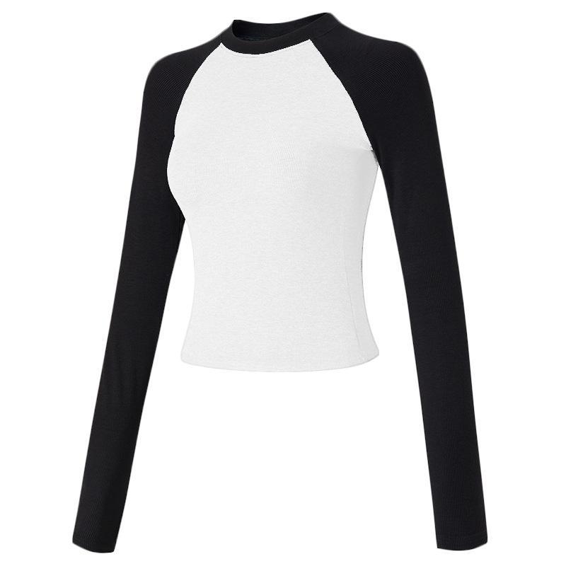 レディース 長袖 トップス 切り替え タイトフィット ランニング ウェア フィットネス ヨガ 服 伸縮性 吸湿速乾 化繊混紡 粘繊素材 ブラック ホワイト グレー ベージュ ワインレッド ネイビー 春秋 秋冬 青年女性用 及腰 ロングスリーブ 運動 シー