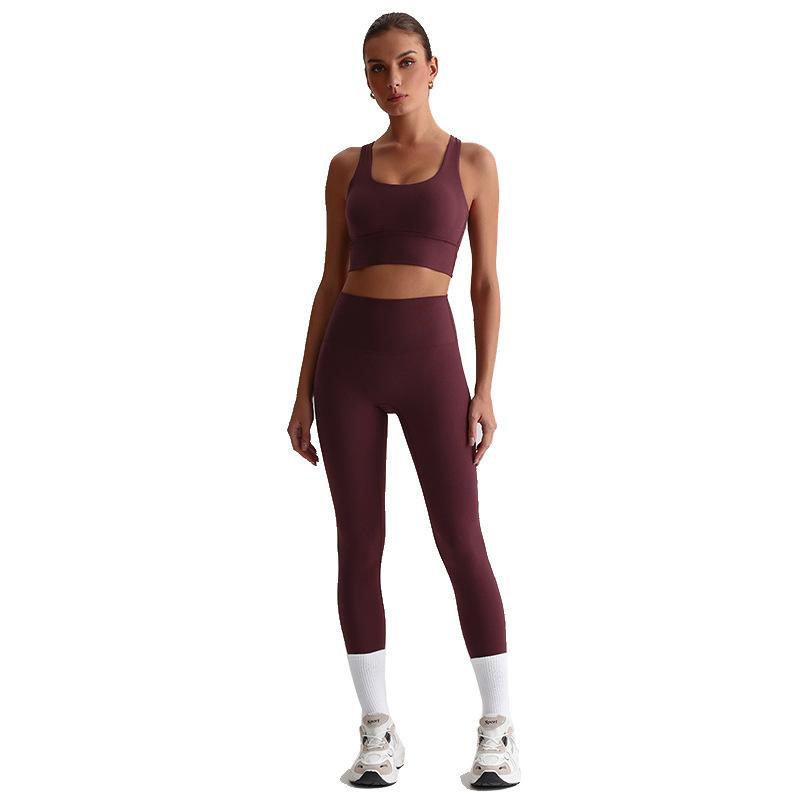 レディース ヨガウェア セット 裸感 メッシュ バック ブラトップ 外穿 ランニング フィットネス ヒップアップ ヨガパンツ 超強弾性 伸縮性 化繊混紡 ニットロン スパンデックス ブラック ベージュ グレー イエロー ブルー ブラウン レッド ホワイト