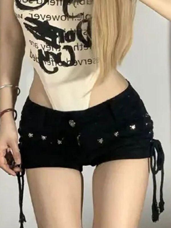 レディース 牛仔 デニム ショートパンツ ハイウエスト 直筒 タイトフィット 切り替え デザイン 夏 ブラック 通勤 普段使い 気質 スタイル 軽量 快適 スリム ヒップハグ セクシー ヴィンテージ トレンド ファッション 4,468円