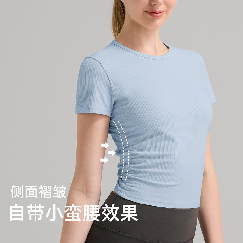 レディース 運動Tシャツ トップス 女性用 短袖 褶 ウエスト収縮 フィットネスウェア ヨガ服 吸湿速乾 透気性 接触冷感 伸縮性 春夏 秋 ランニング サイクリング ハイキング ダンス チームスポーツ 屋外レジャー 純色 ホワイト グリーン ブラック